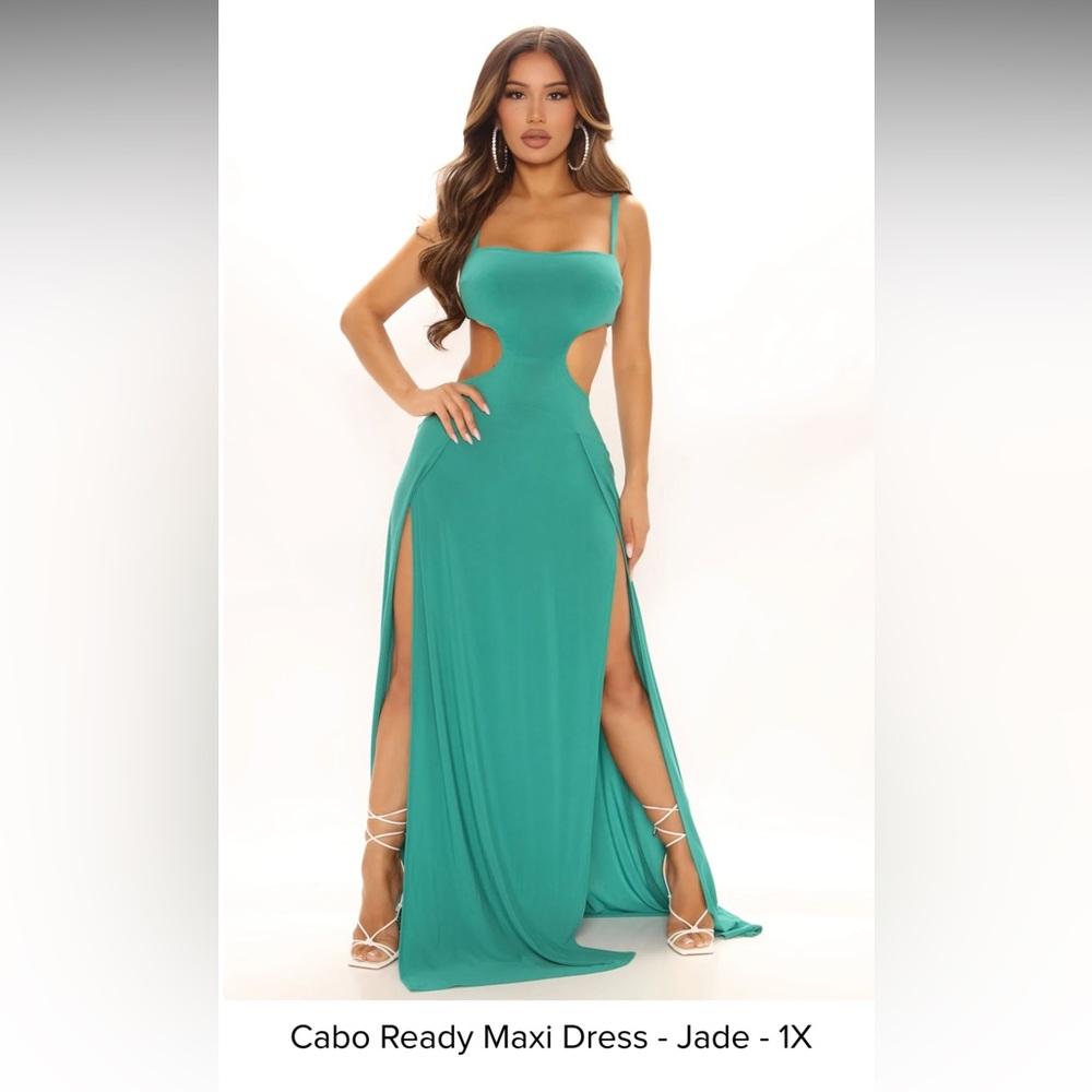 Fashion Nova Maxi Dress jade color